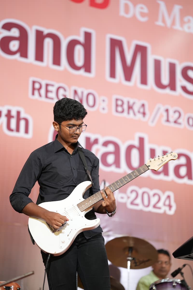 Electric guitar performance on stage